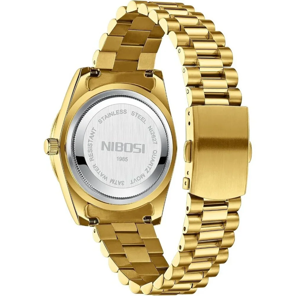 Men's Gold Stainless Steel Analog Classic Design Stylish Wrist Dress Watch